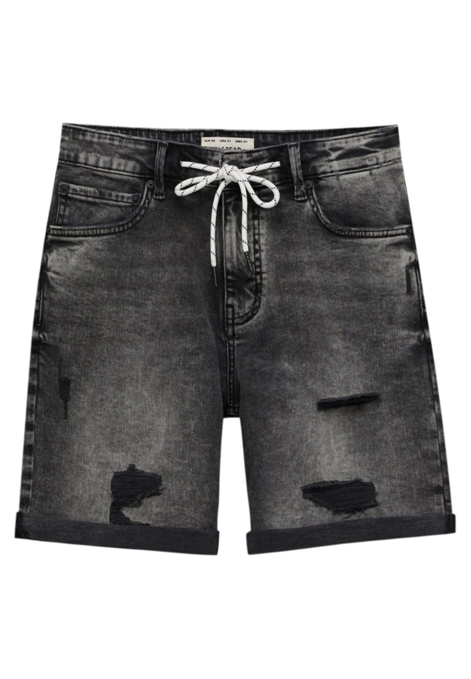 PULL & BEAR With Drawstring Waist - Jeansshort - Mottled Dark Grey 6 PULL & BEAR With Drawstring Waist - Jeansshort - Mottled Dark Grey - Afbeelding 6