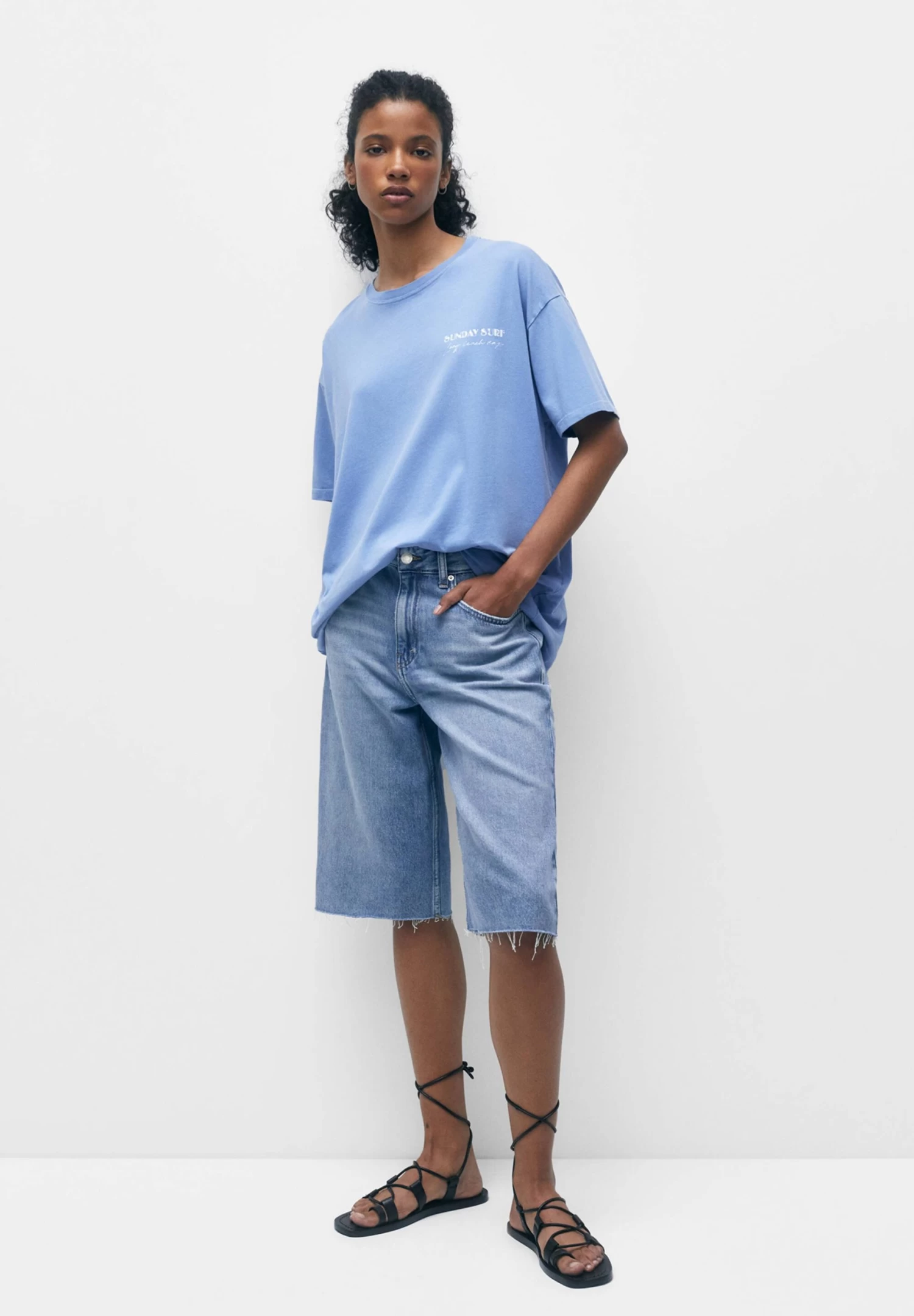 PULL & BEAR Short Sleeve- T-Shirt Print - Blue 2 PULL & BEAR Short Sleeve- T-Shirt Print - Blue - Afbeelding 2