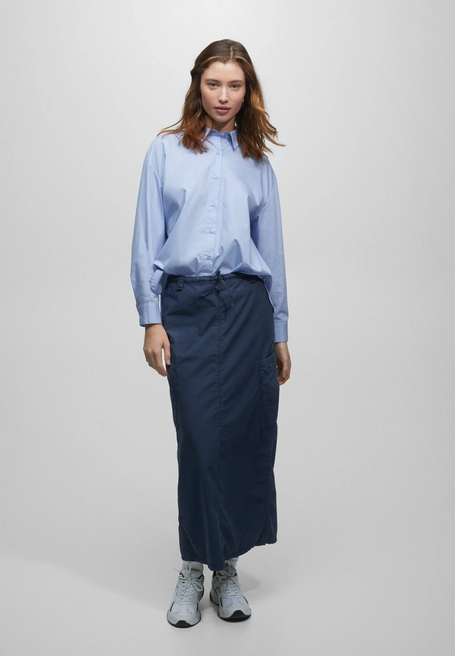 PULL & BEAR With An Elastic Waistband - Maxirok - Dark Blue 2 PULL & BEAR With An Elastic Waistband - Maxirok - Dark Blue - Afbeelding 2