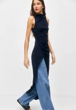 PULL & BEAR With Gathered Hem - Jurk - Dark Blue -PULL BEAR Winkel 7f061afff1714af1a0892a21152b1261