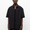 PULL & BEAR Short Sleeve Seersucker - Overhemd - Black