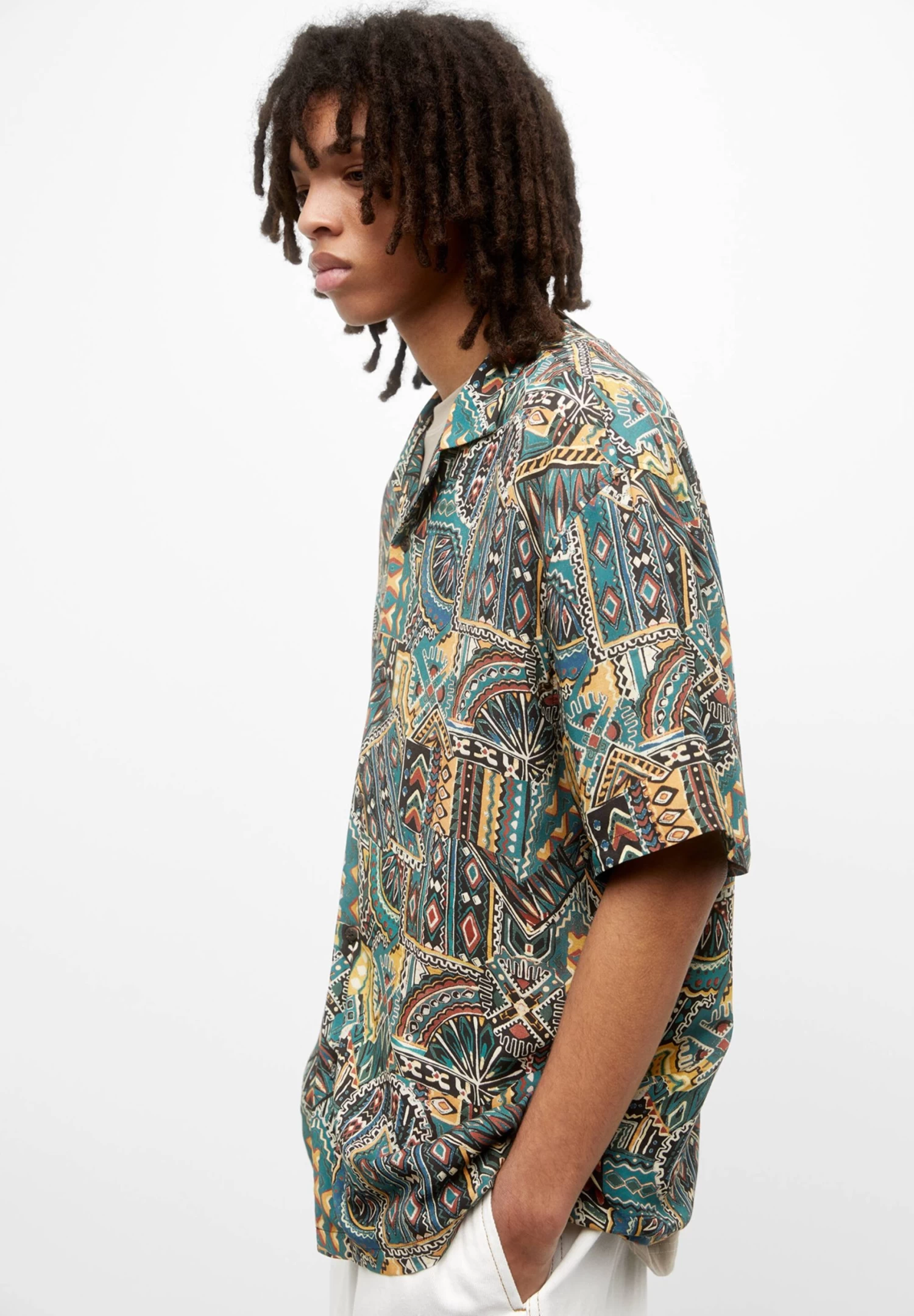 PULL & BEAR Print Short Sleeve- Overhemd - Dark Green 4 PULL & BEAR Print Short Sleeve- Overhemd - Dark Green - Afbeelding 4