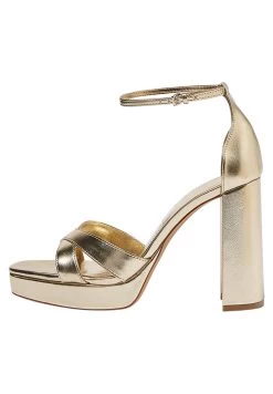 PULL & BEAR Criss-Cross - Sandalen Met Plateauzool - Gold Coloured