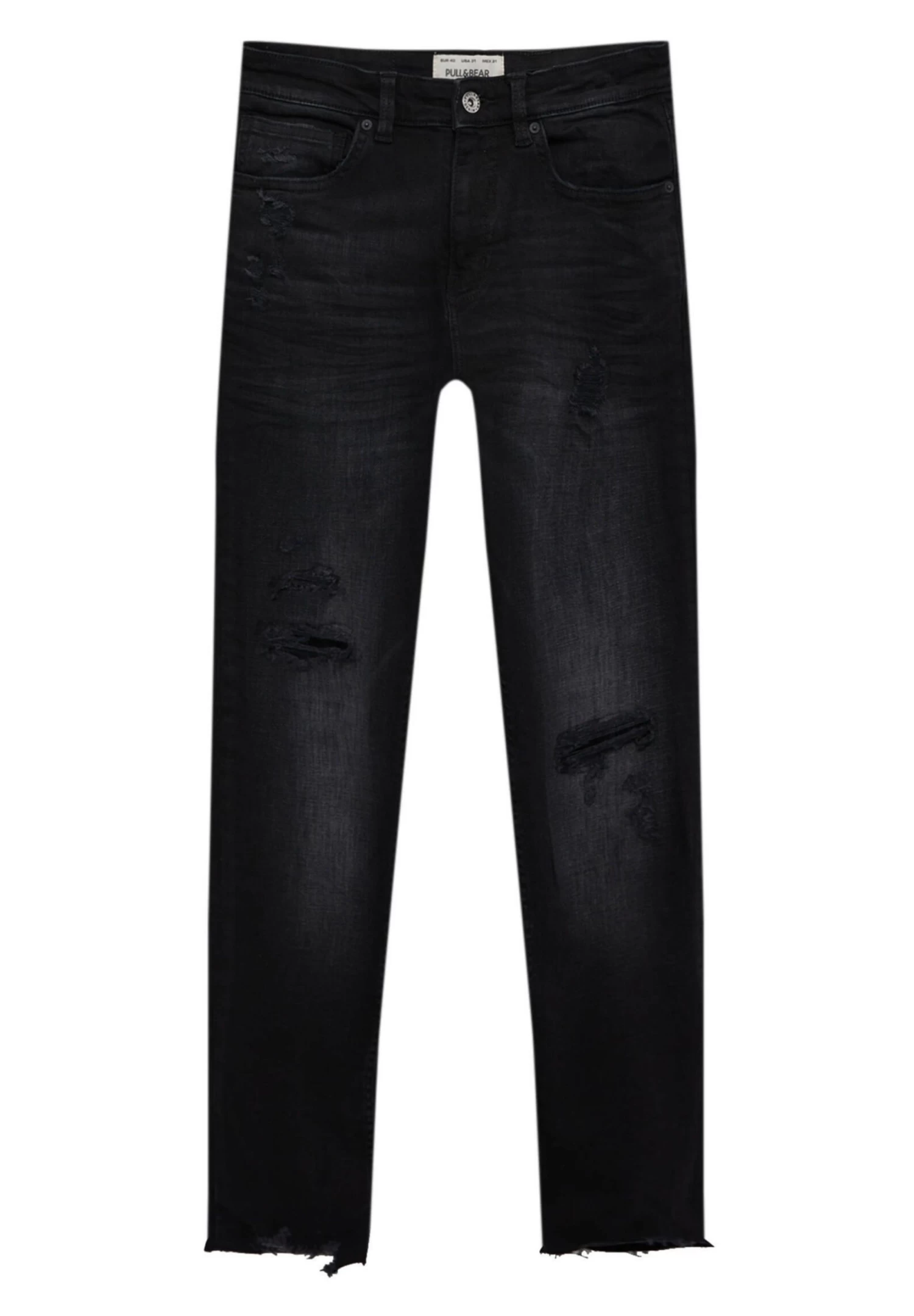 PULL & BEAR Ripped - Slim Fit Jeans - Black 6 PULL & BEAR Ripped - Slim Fit Jeans - Black - Afbeelding 6