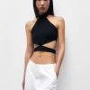 PULL & BEAR Cut-Out Halter Neck - Top - Black