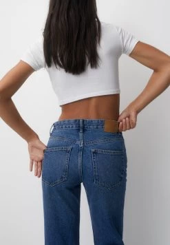 PULL & BEAR Mid Waist- Straight Leg Jeans - Dark Blue Denim -PULL BEAR Winkel 86fb3386526c40bfa722bce11b140689