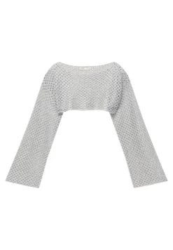 PULL & BEAR Cropped - Trui - Silver Coloured -PULL BEAR Winkel 87a468f431f449fda6514e19cf1493c7