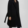PULL & BEAR Belted Long- Mantel - Mottled Black