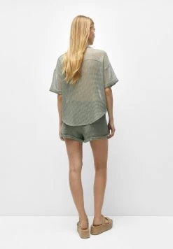 PULL & BEAR Short Sleeve - Overhemdblouse - Khaki -PULL BEAR Winkel 88d831204c8043bf9d54b03ff4d57bc0