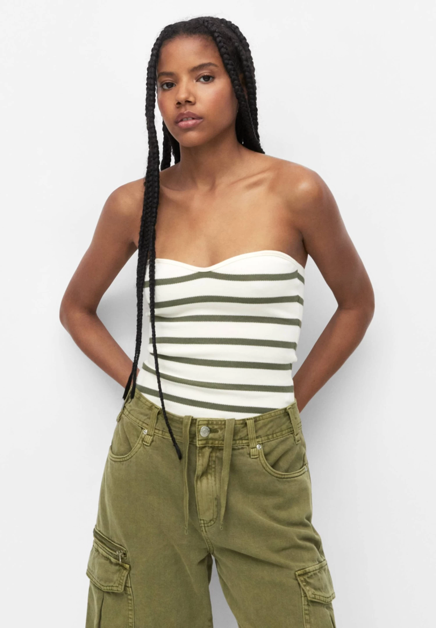 PULL & BEAR Bandeau- Top - Khaki 1 PULL & BEAR Bandeau- Top - Khaki