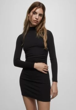 PULL & BEAR Long Sleeve - Etui-Jurk - Mottled Black