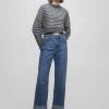 PULL & BEAR Striped Mock Turtleneck- Trui - Blue Grey