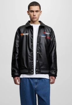 PULL & BEAR With Patches - Imitatieleren Jas - Mottled Black