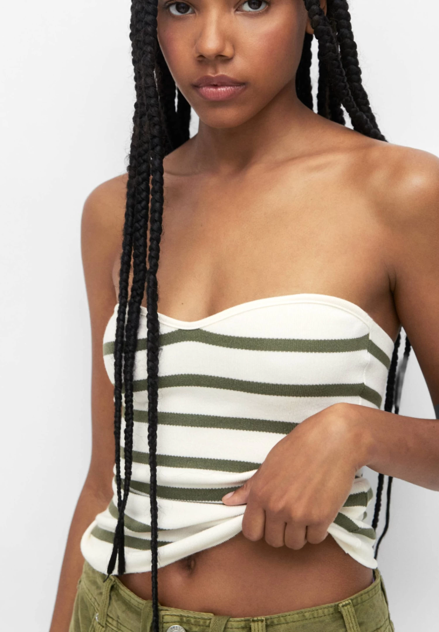 PULL & BEAR Bandeau- Top - Khaki 4 PULL & BEAR Bandeau- Top - Khaki - Afbeelding 4