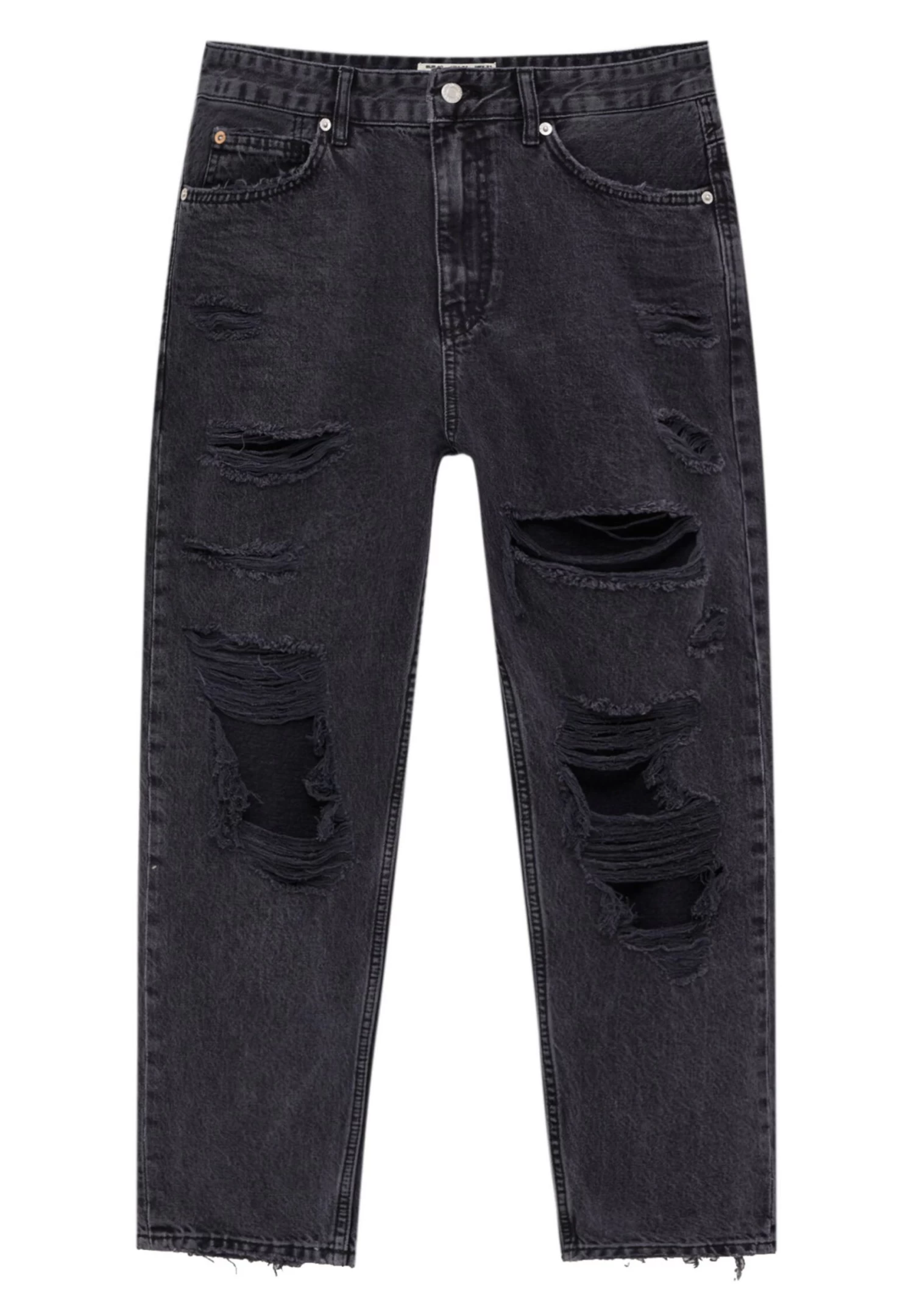 PULL & BEAR With Ripped Detailing - Relaxed Fit Jeans - Mottled Dark Grey 7 PULL & BEAR With Ripped Detailing - Relaxed Fit Jeans - Mottled Dark Grey - Afbeelding 7
