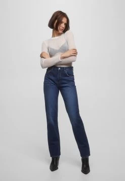 PULL & BEAR High Waist - Straight Leg Jeans - Metallic Blue 9 PULL & BEAR High Waist - Straight Leg Jeans - Metallic Blue -PULL BEAR Winkel 9927d71619264645aaf824eb20c6ae89