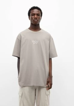 PULL & BEAR Flat Graphic - T-Shirt Print - Brown