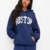 PULL & BEAR Boston University-Style - Hoodie - Dark Blue
