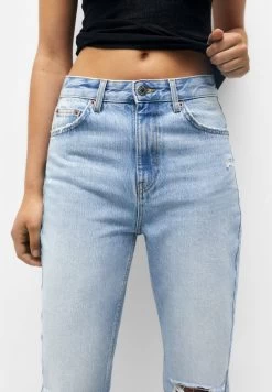 PULL & BEAR Ripped Mom - Straight Leg Jeans - Stone Blue Denim -PULL BEAR Winkel a0861933a3de46848e78d60911a46cfc