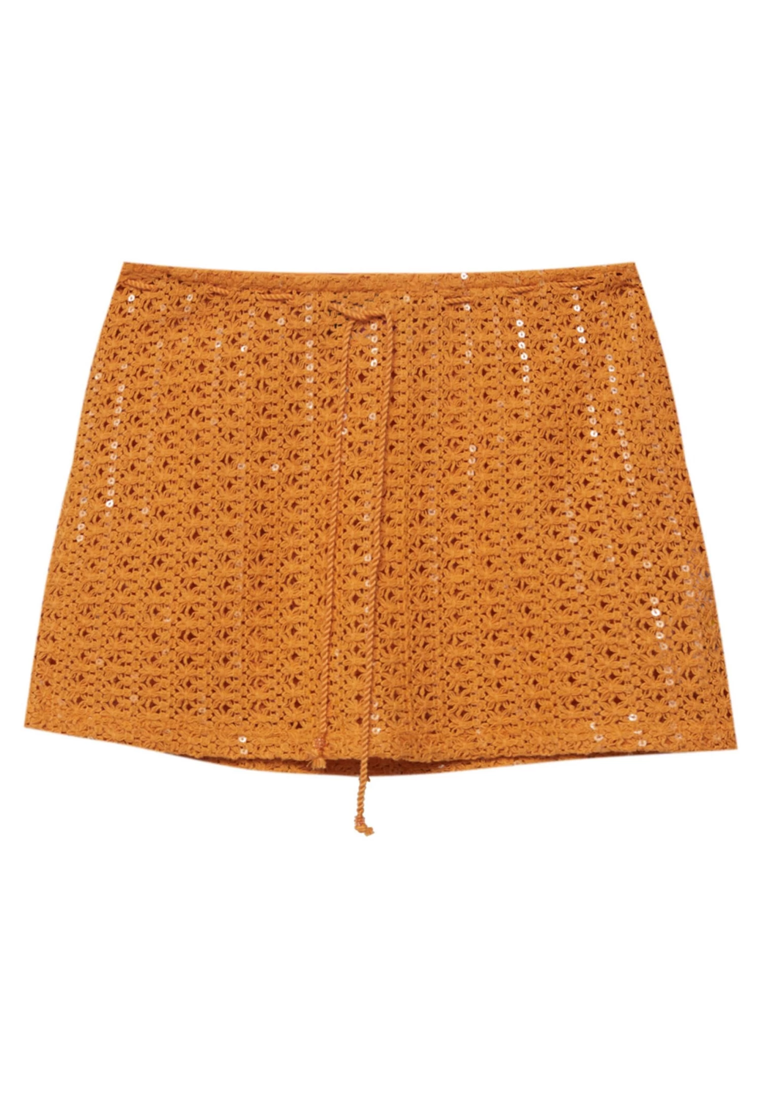 PULL & BEAR Sequinned Crochet- A-Lijn Rok - Mustard Yellow 5 PULL & BEAR Sequinned Crochet- A-Lijn Rok - Mustard Yellow - Afbeelding 5