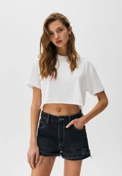 PULL & BEAR Mid Rise- Jeansshort - Black