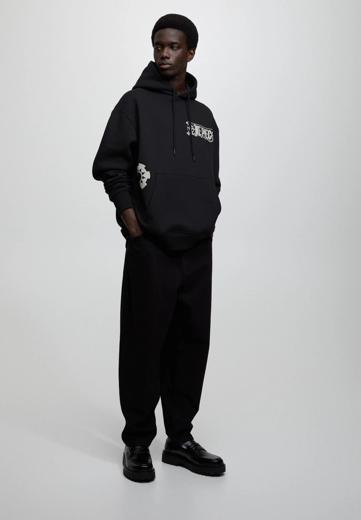 PULL & BEAR One Piece- Hoodie - Mottled Black 5 PULL & BEAR One Piece- Hoodie - Mottled Black - Afbeelding 5