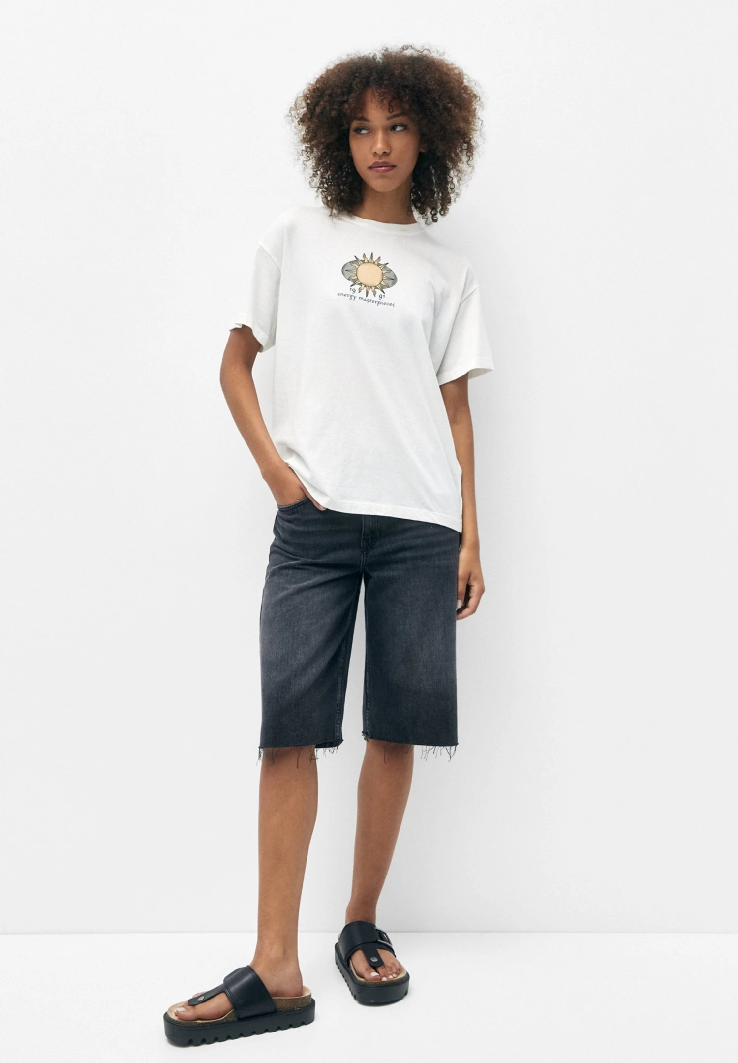 PULL & BEAR Short Sleeve - T-Shirt Print - White 2 PULL & BEAR Short Sleeve - T-Shirt Print - White - Afbeelding 2