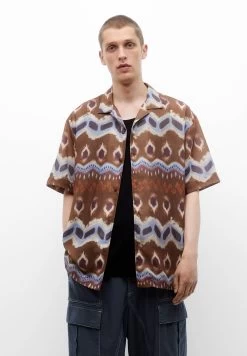 PULL & BEAR Print Short Sleeve - Overhemd - Brown