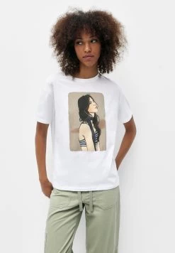 PULL & BEAR Short Sleeve With Graphic - T-Shirt Print - White