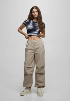 PULL & BEAR Parachute - Broek - Stone -PULL BEAR Winkel b1549bddcb2744fe8033e0cdeddd8189