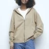 PULL & BEAR Basic Oversize- Sweater Met Rits - Camel