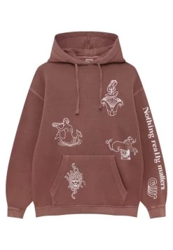 PULL & BEAR Printed- Hoodie - Mauve -PULL BEAR Winkel b1986d8dfcf641a298f78b3a50aaed29