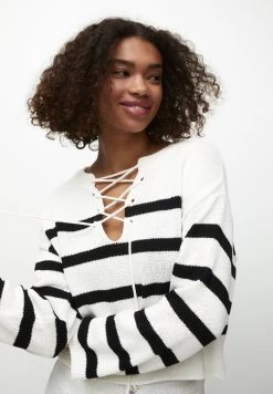 PULL & BEAR Striped Corset - Trui - White -PULL BEAR Winkel b5893a441566490f8a86e5f4024ec39c