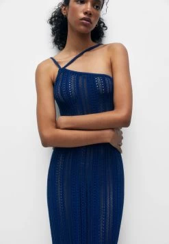 PULL & BEAR Long Asymmetric - Maxi-Jurk - Dark Blue -PULL BEAR Winkel b768a5e0554d4c0a8af9d5183755bd72