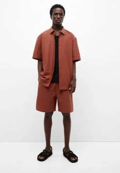 PULL & BEAR Short Sleeve Seersucker - Overhemd - Red -PULL BEAR Winkel ba5f1fcf6a2f46ba9c11b62fb395b5de