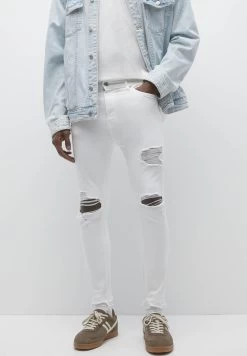 PULL & BEAR Ripped Carrot- Jeans Tapered Fit - White
