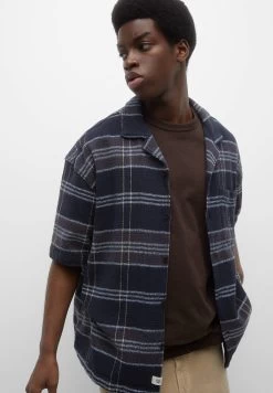 PULL & BEAR Short Sleeve Checked - Overhemd - Dark Blue -PULL BEAR Winkel bd94889e5d45416db0f1d15a6c1af0f2