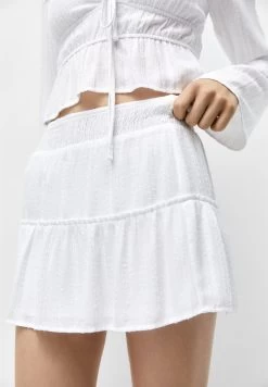 PULL & BEAR With Shirring And Ruffles - A-Lijn Rok - White -PULL BEAR Winkel bdb211c6e6c04821a1b978408dcb01b7