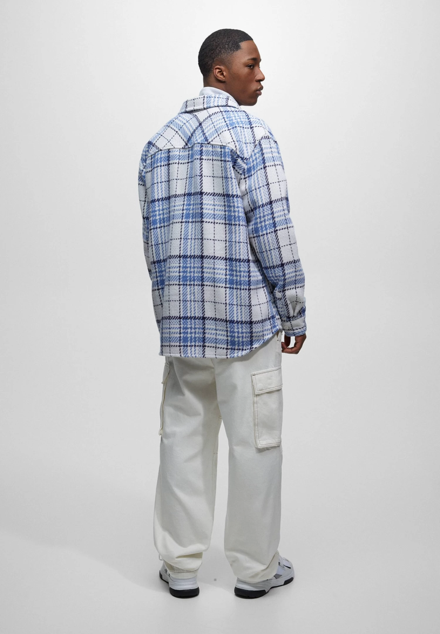 PULL & BEAR Rustic Check - Lichte Jas - Blue 3 PULL & BEAR Rustic Check - Lichte Jas - Blue - Afbeelding 3