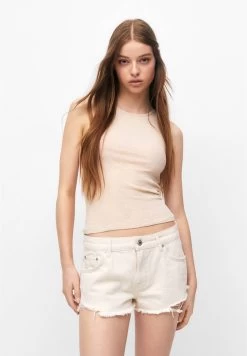 PULL & BEAR Low-Waist - Jeansshort - Sand