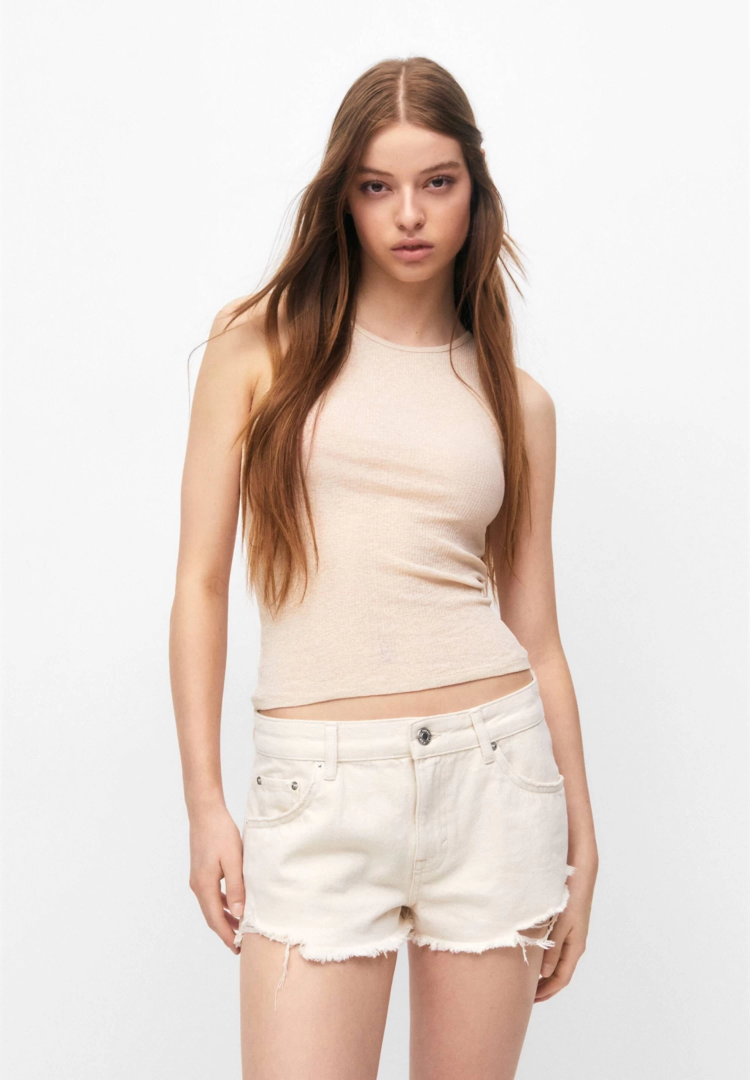 PULL & BEAR Low-Waist - Jeansshort - Sand 1 PULL & BEAR Low-Waist - Jeansshort - Sand
