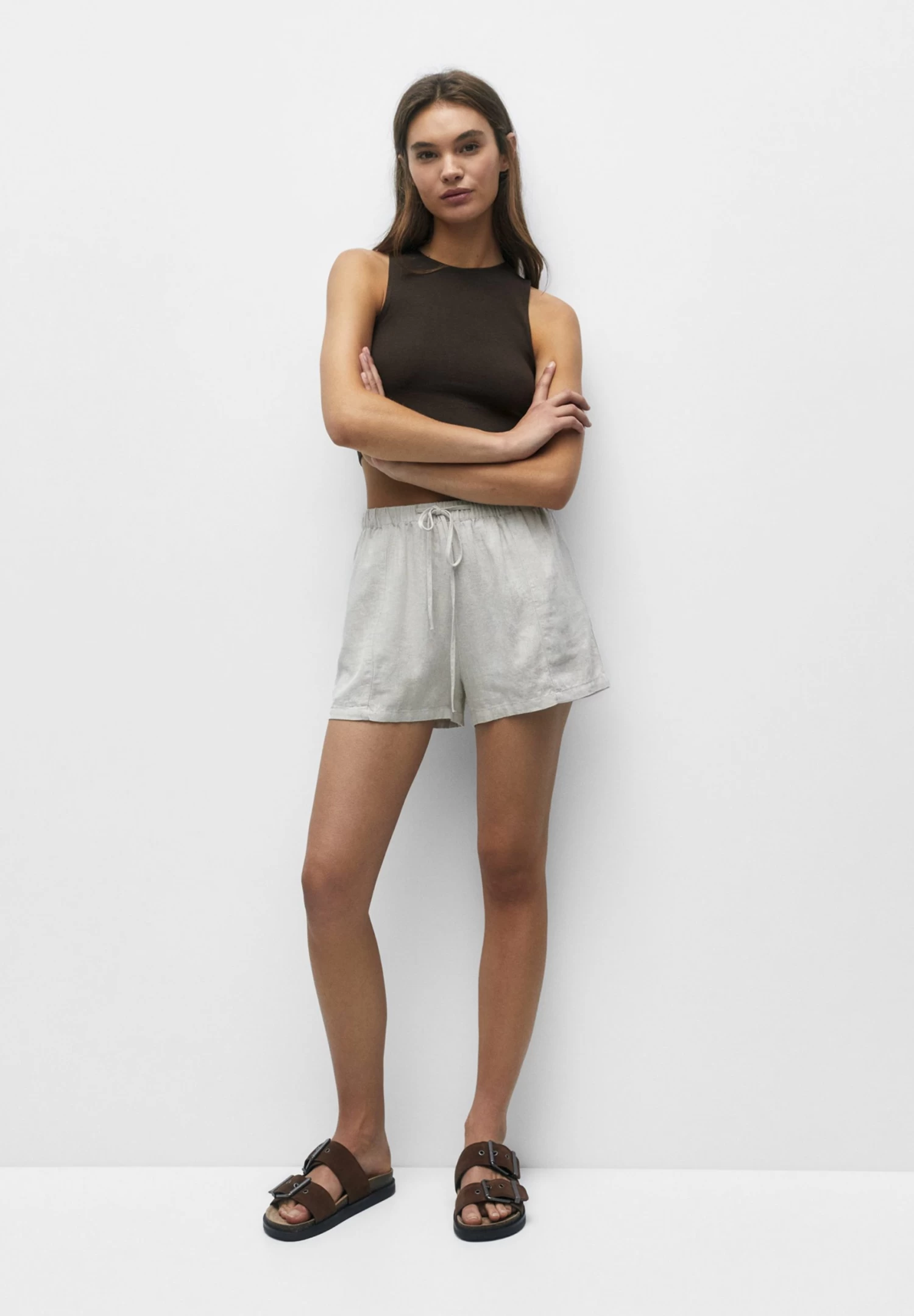 PULL & BEAR Flowing Rustic With Elasticated Waistband - Shorts - Sand 2 PULL & BEAR Flowing Rustic With Elasticated Waistband - Shorts - Sand - Afbeelding 2