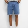 PULL & BEAR Bermuda With Turn-Up Hems - Jeansshort - Blue Denim