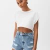 PULL & BEAR Ripped - Jeansshort - Dark Blue Denim