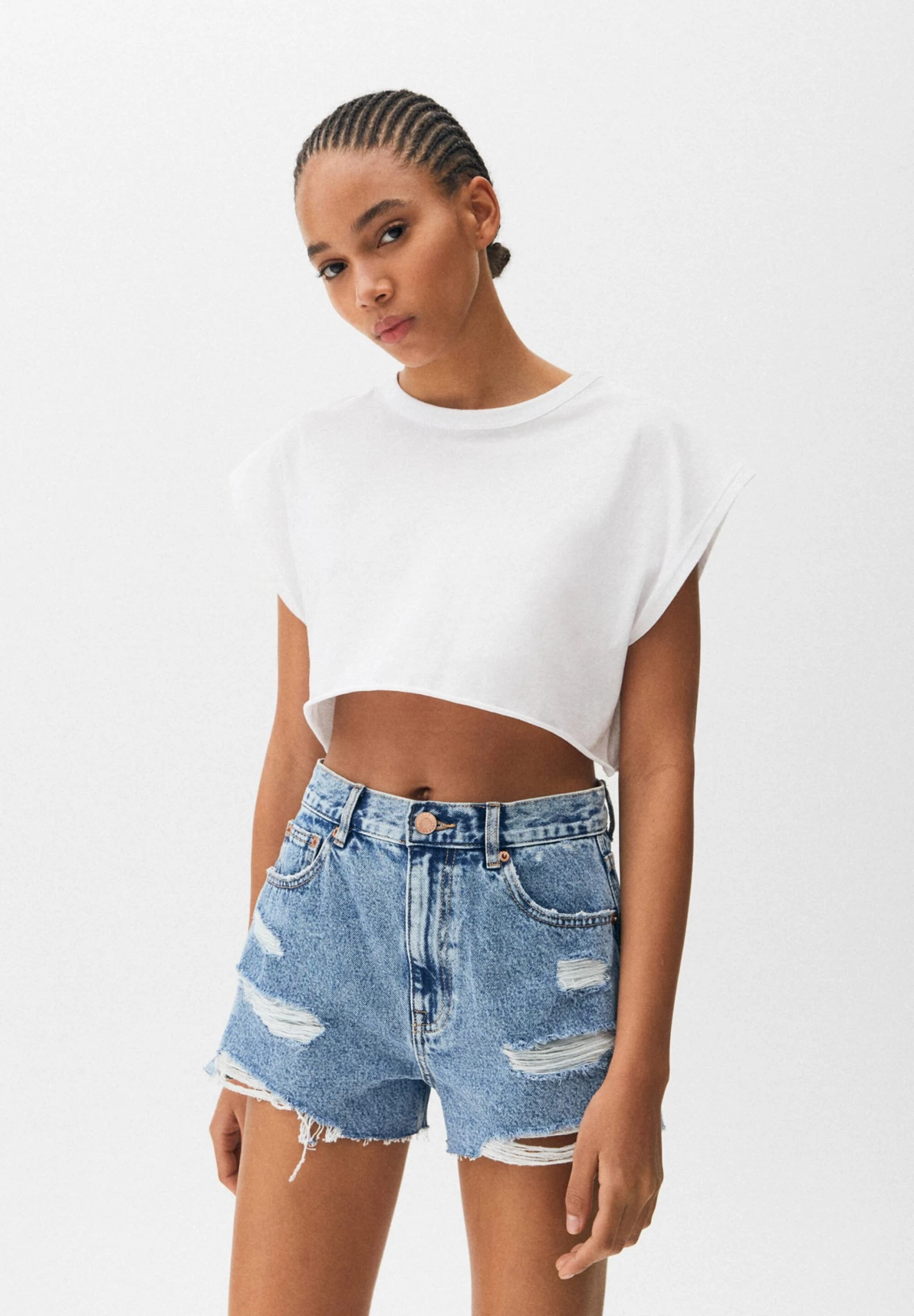 PULL & BEAR Ripped - Jeansshort - Dark Blue Denim 1 PULL & BEAR Ripped - Jeansshort - Dark Blue Denim