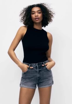 PULL & BEAR Mid-Waist - Jeansshort - Grey