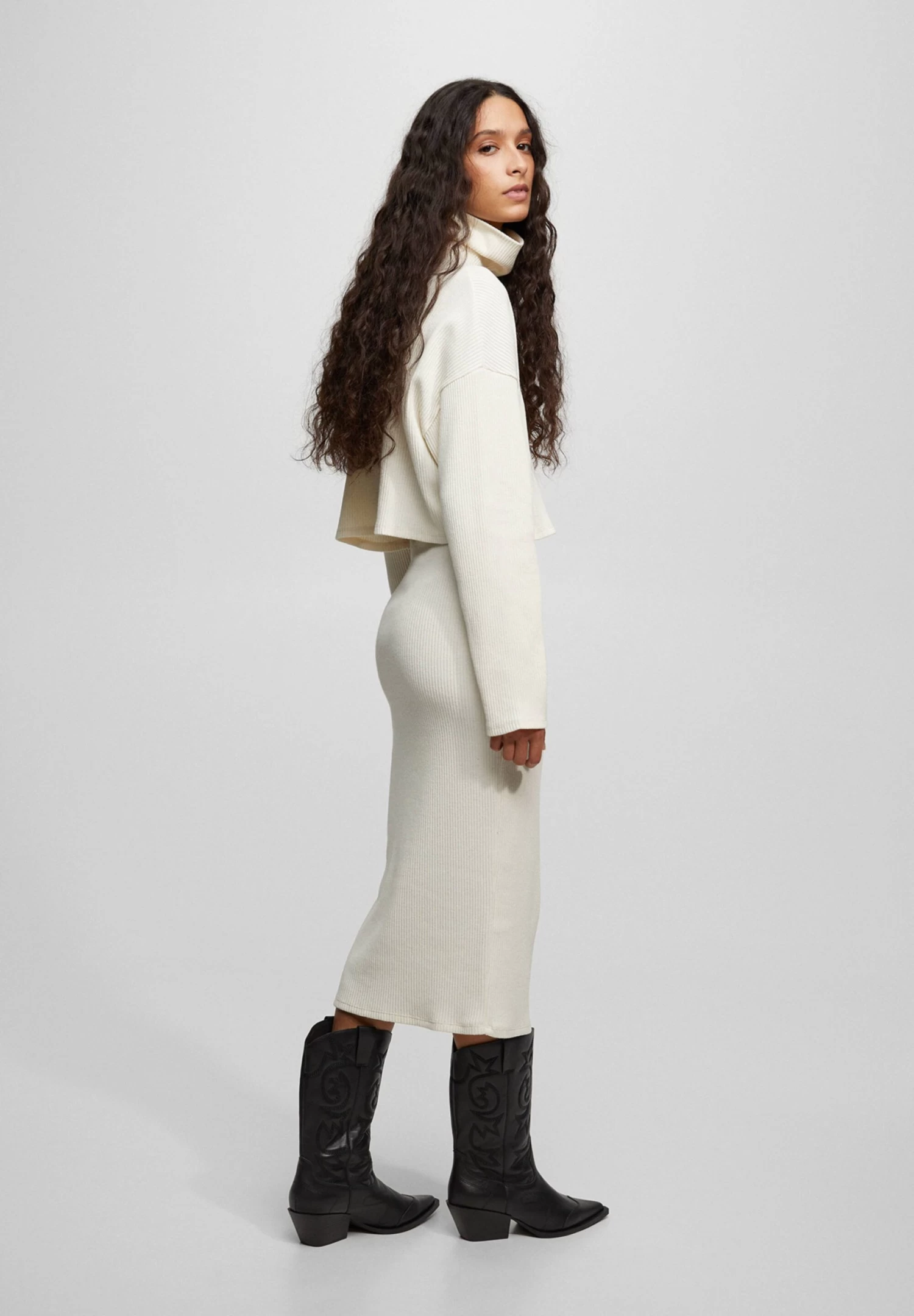 PULL & BEAR High Neck - Trui - Mottled Beige 3 PULL & BEAR High Neck - Trui - Mottled Beige - Afbeelding 3