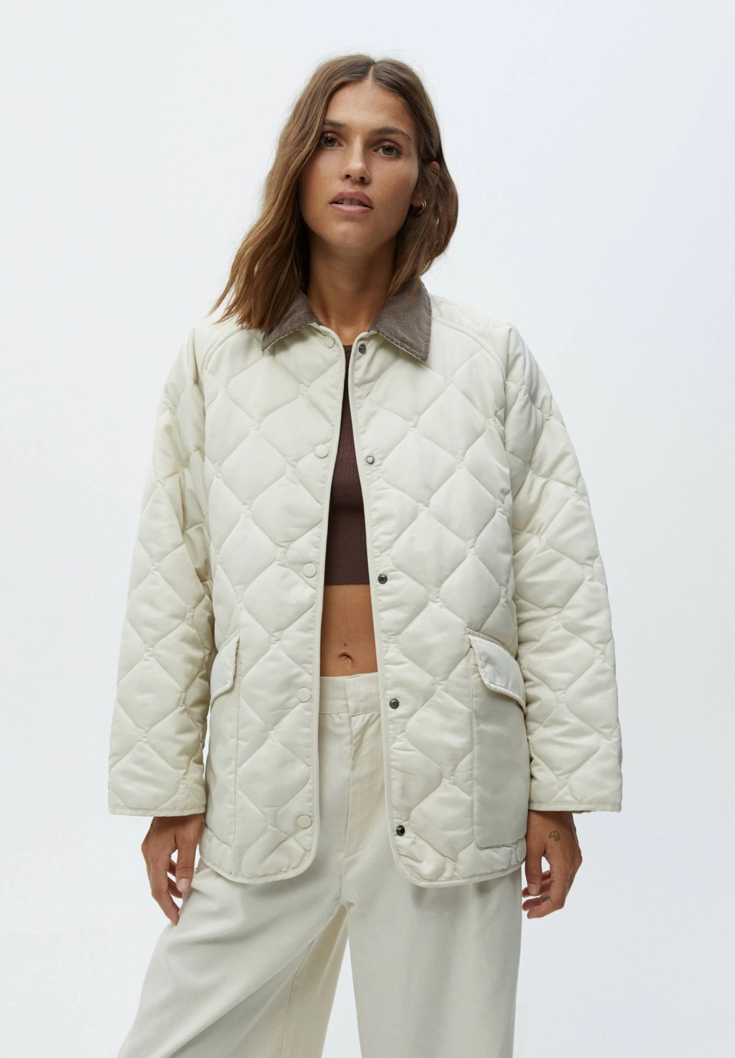 PULL & BEAR PufferWith Collar - Jas - Mottled Beige 1 PULL & BEAR PufferWith Collar - Jas - Mottled Beige