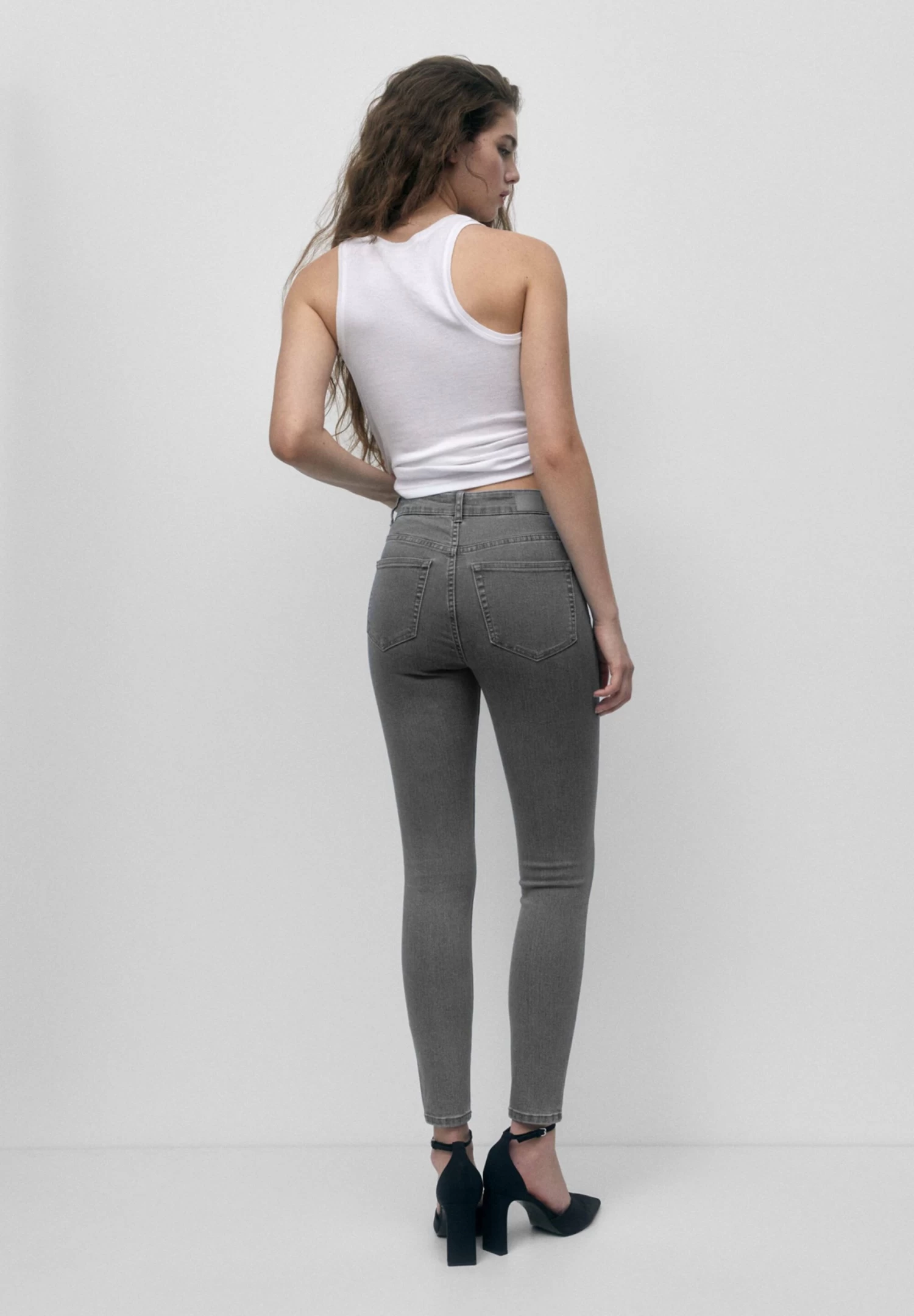 PULL & BEAR High-Waist - Jeans Skinny Fit - Mottled Grey 3 PULL & BEAR High-Waist - Jeans Skinny Fit - Mottled Grey - Afbeelding 3