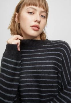 PULL & BEAR Striped Mock Turtleneck- Trui - Mottled Black -PULL BEAR Winkel ca9df635f4724b9a942d45fe95fdd17e